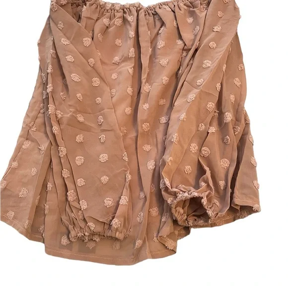 Pink Swiss dot off the shoulder blouse - Picture 1 of 3